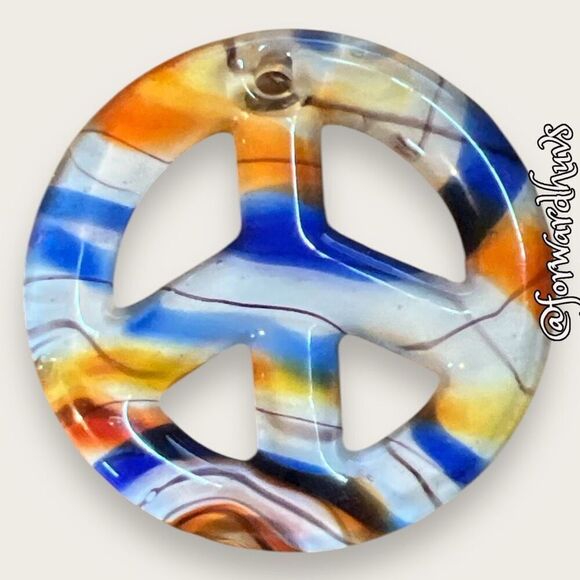 Bundle Sale 3 for $15 | Vibrant Colorful Glass Peace Pendant - Picture 1 of 10